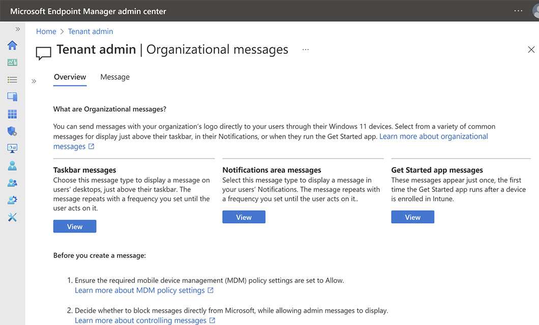 Windows 11 2022 Update, messaggistica organizzativa
