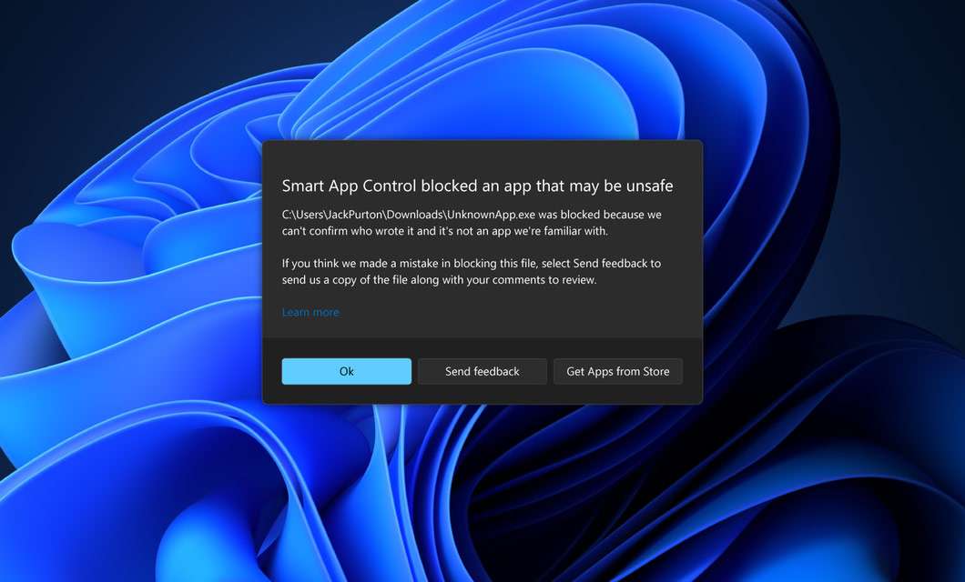Windows 11 2022 Update, notifiche Smart App Control