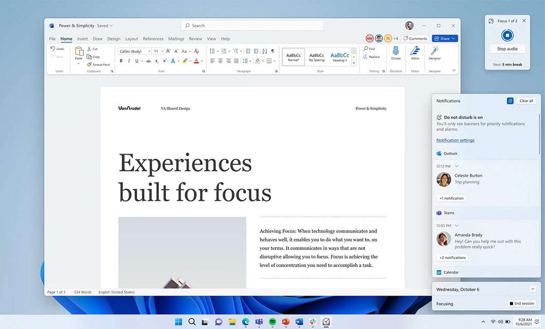 Windows 11 2022 Update, sessioni Focus e Do Not Disturb