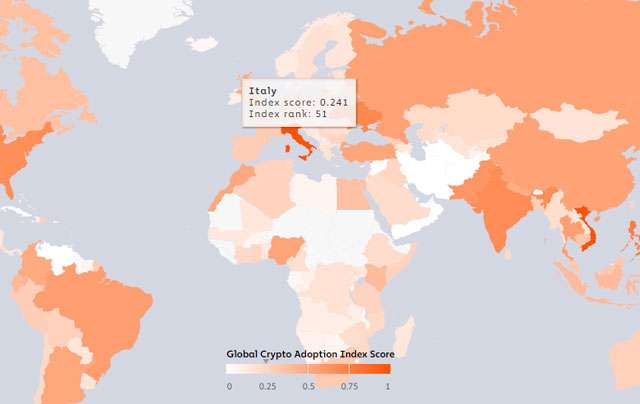 L'edizione 2022 del Global Crypto Adoption Index pubblicato da Chainalysis