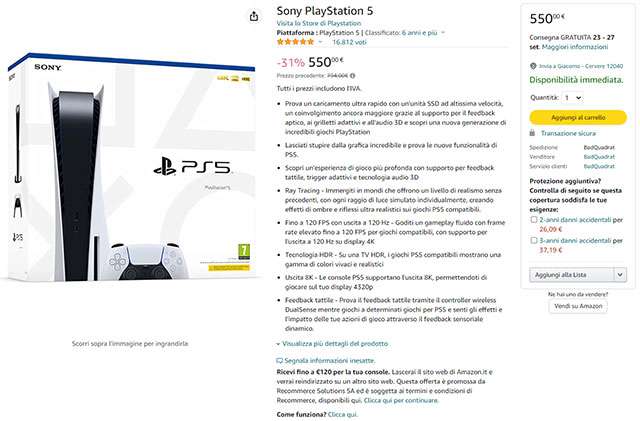 PS5 Standard Edition disponibile su Amazon