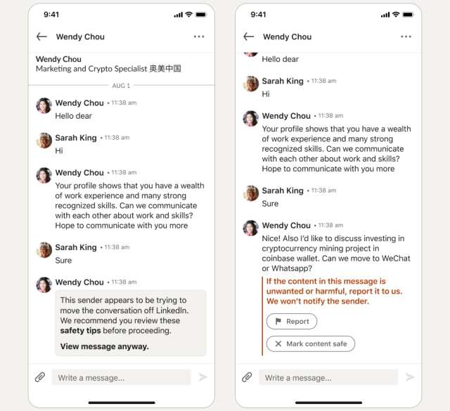 LinkedIn - avviso messaggio