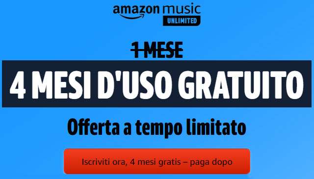Amazon Music Unlimited: quattro mesi di streaming gratis