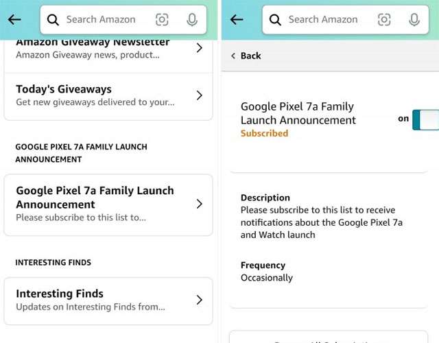 L'app di Amazon anticipa l'arrivo dello smartphone Pixel 7a