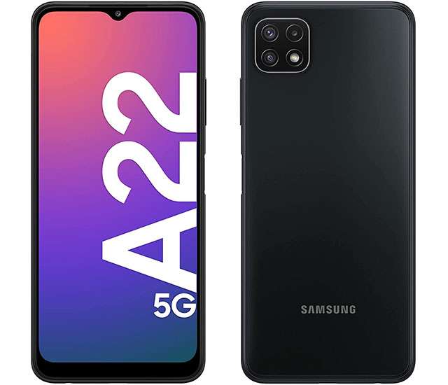 Lo smartphone Samsung Galaxy A22 5G nella colorazione Gray
