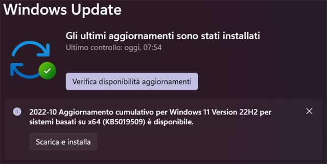L'aggiornamento Moment 1 (KB5019509) per Windows 11 è disponibile in download