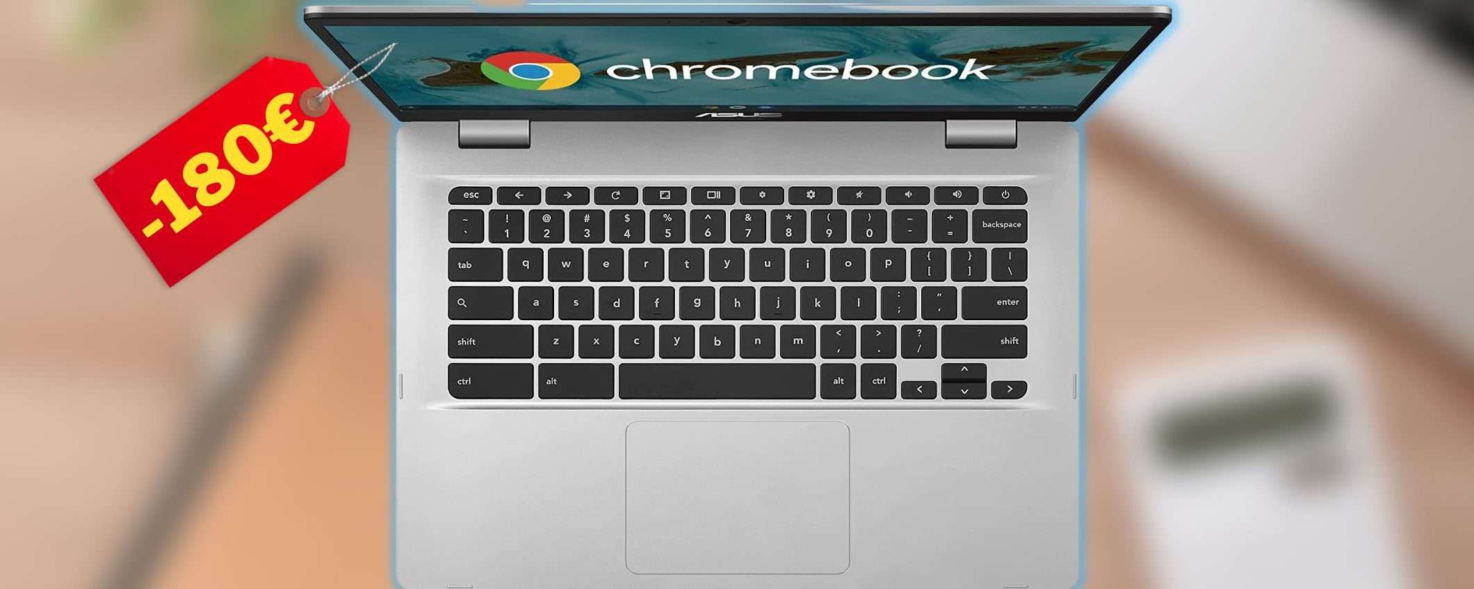 ASUS Chromebook in offerta su Amazon: solo 199€, quasi metà prezzo