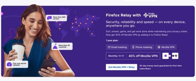 Mozilla VPN + Firefox Relay bundle