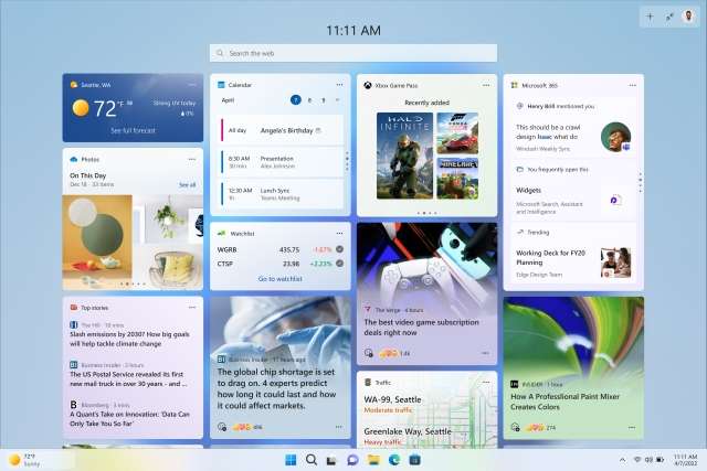 Widgets expanded view