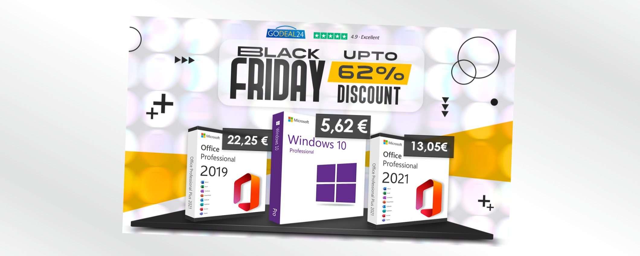 Black Friday Godeal24, prezzi TOP: Windows 10 a 5,62€, Office 2021 a 13,05€!