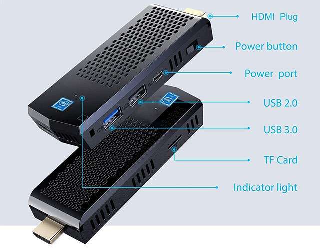 Il Mini PC Stick di SNUNMU: le porte di connessione