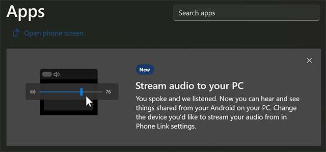 In arrivo una nuova funzionalità per Collegamento al telefono: Stream audio to your PC