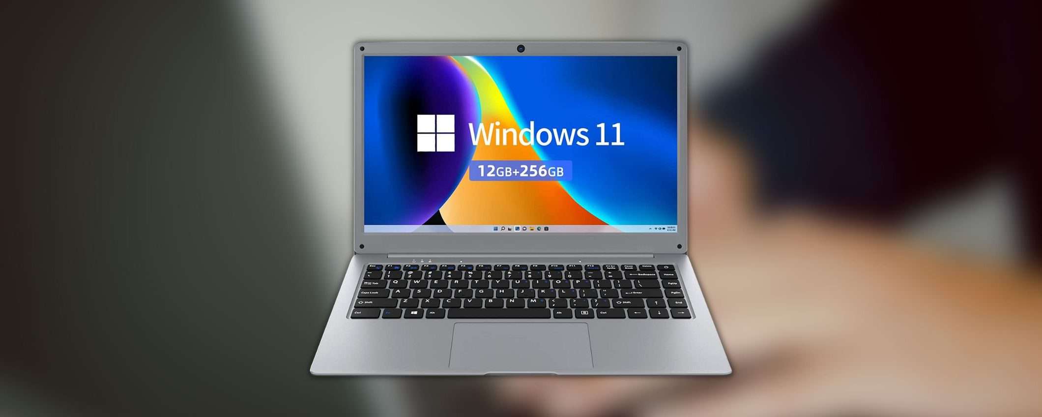 Notebook con Windows 11, 12GB RAM e 256GB SSD: 269€ in offerta Amazon