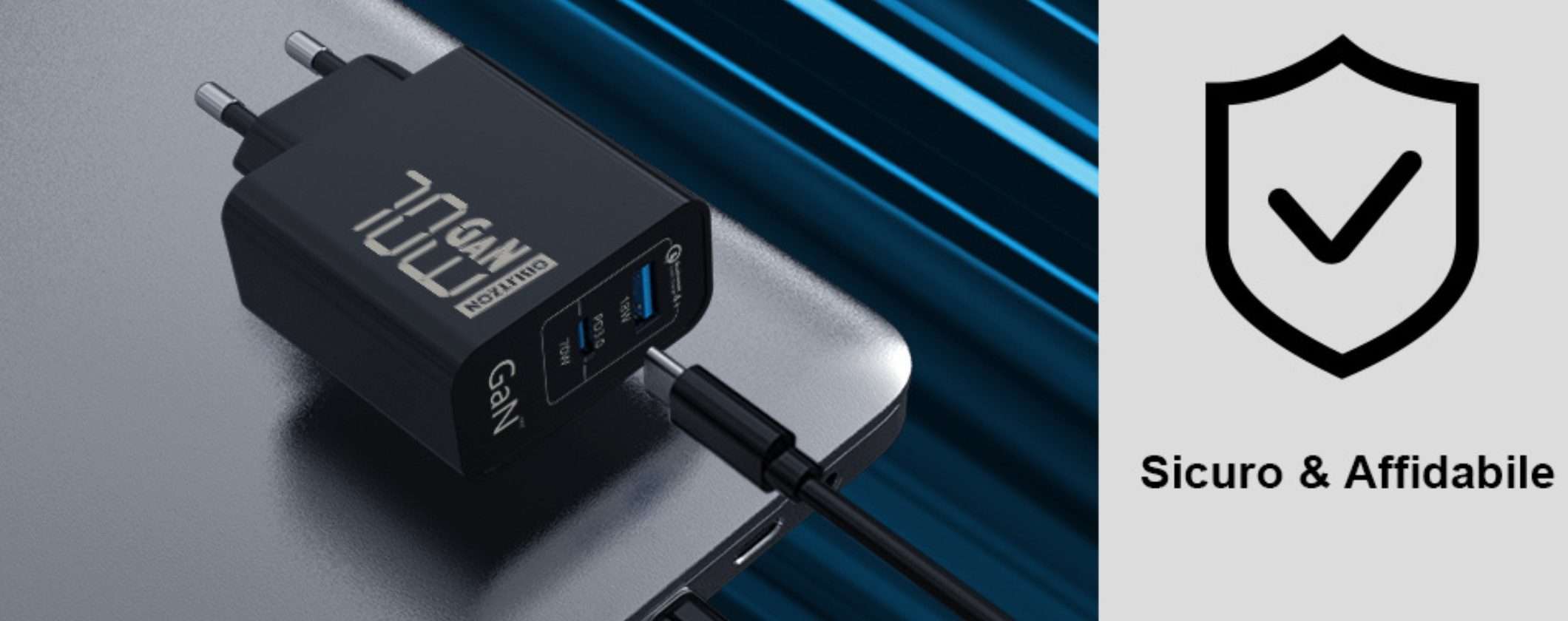 Caricatore USB 70W GaN: la nuova tecnologia è in offerta a 10€