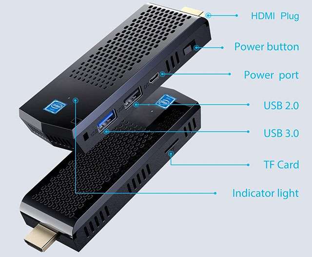 NiPogi T6 PC Stick: le connessioni del Mini PC che sta in tasca