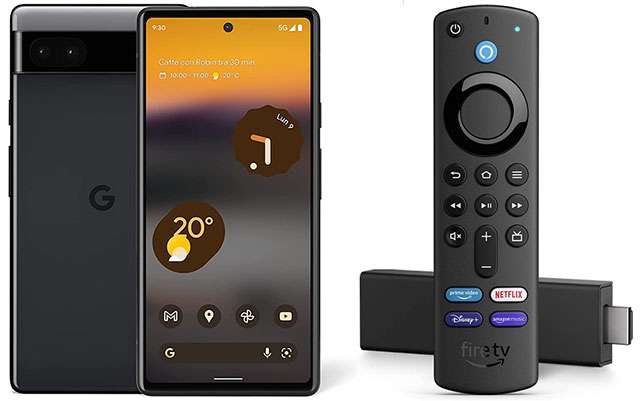 Lo smartphone Google Pixel 6a e il Fire TV Stick 4K di Amazon