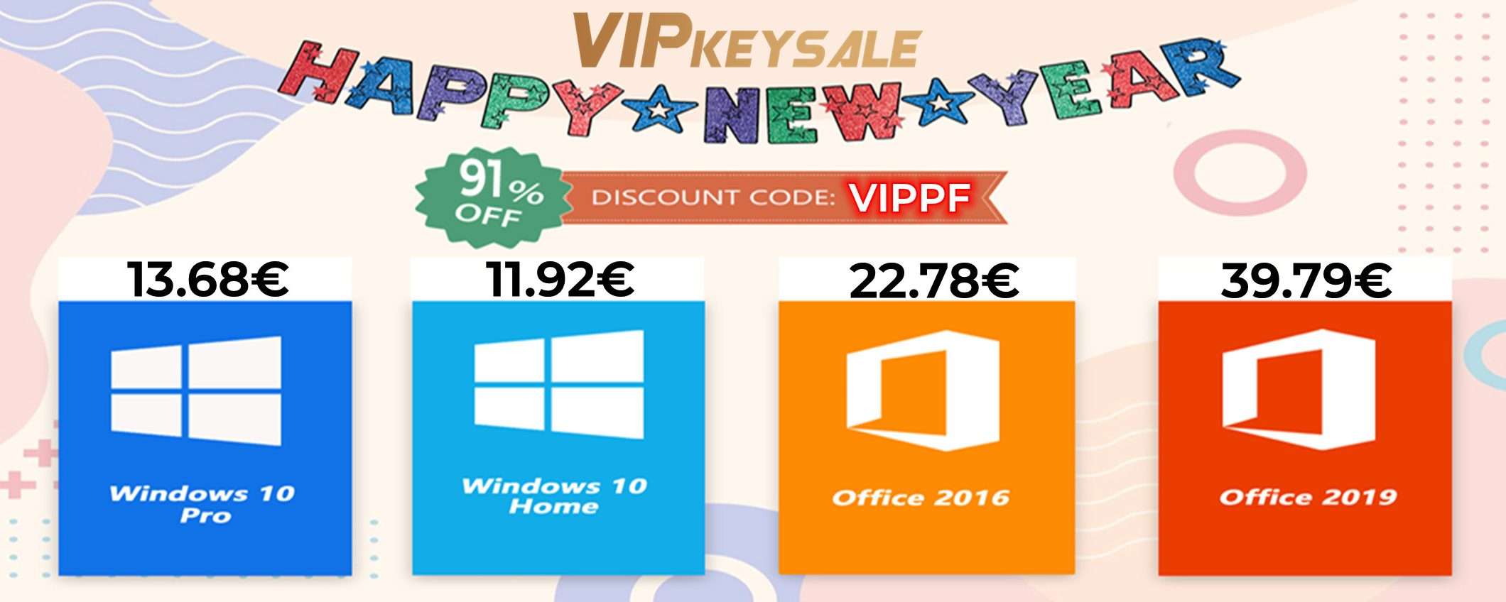 Sconti del 91%! Con VIPKeySale licenze Windows 10 a soli 12€, Office a 22€