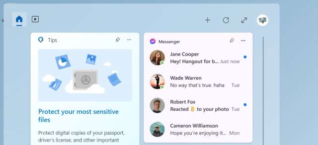 Windows 11 - widget Messenger