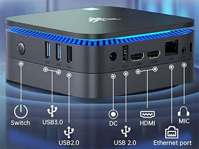 NiPoGi AK1 Pro: le porte di connessione presenti sul Mini PC