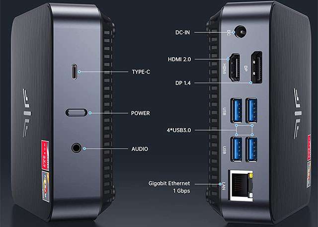 NiPoGi AM02: le porte di connessione presenti sul Mini PC