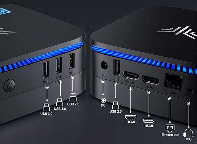 NiPoGi AK1: le porte di connessione presenti sul Mini PC