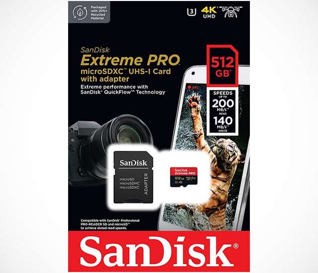 La microSD da 512 GB della serie SanDisk Extreme PRO
