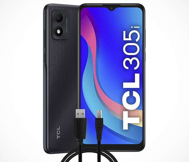 Lo smartphone TCL 305i nella colorazione Prime Black