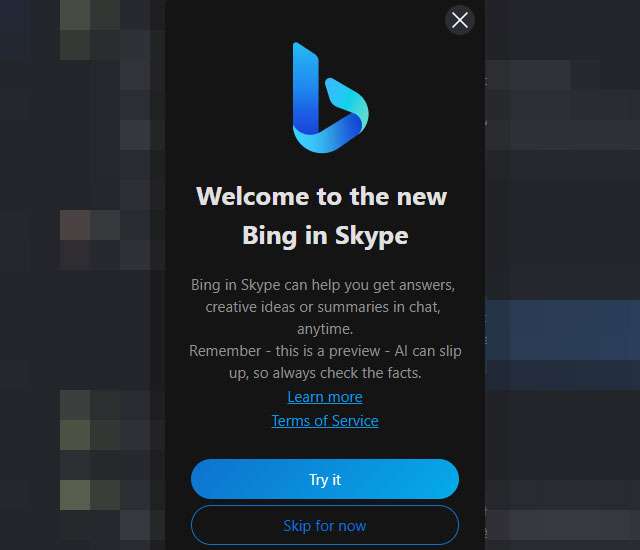 Il nuovo Bing fa capolino anche all'interno di Skype
