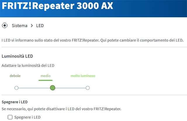 FRITZ!Repeater 3000 AX: gestione consumi, risparmio energetico e LED