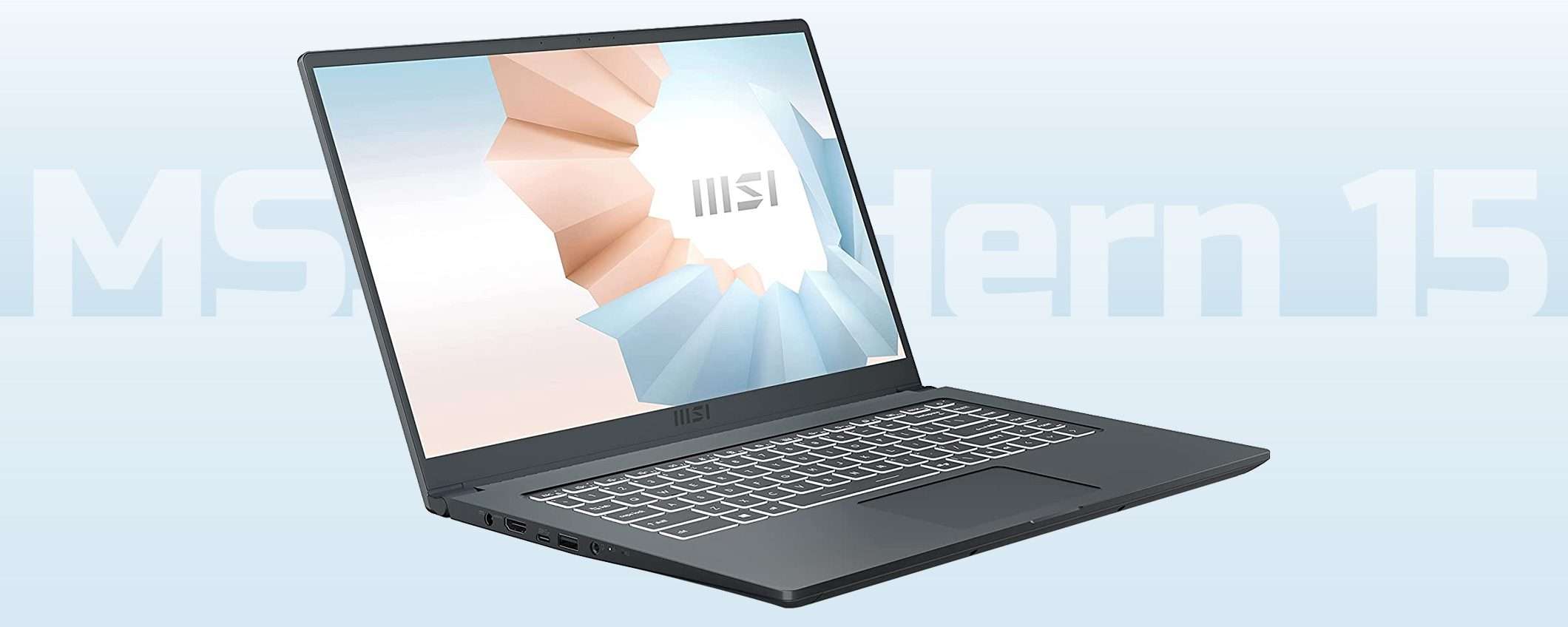 Notebook MSI con Intel Core 11th, W11: sconto 200€
