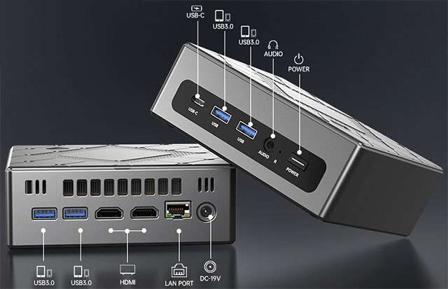 Mini PC: le porte di connessioni presenti sul NiPoGi CK10