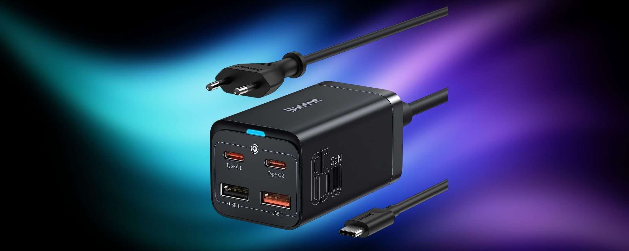 Caricatore USB-C 65W a 4 porte: tanta potenza a poco prezzo