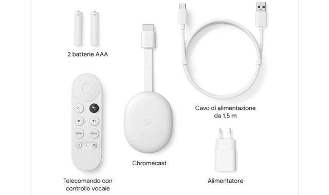 Chromecast Google TV contenuti confezione