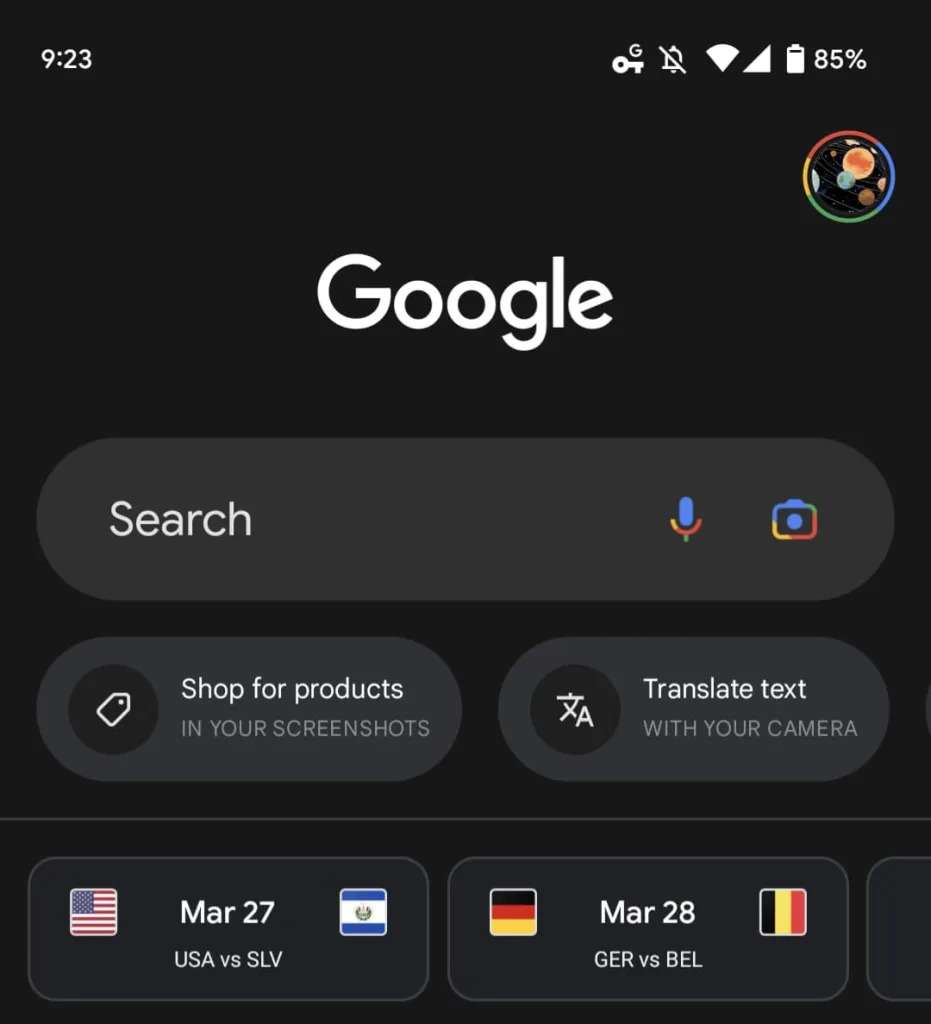 App Google per Android la barra