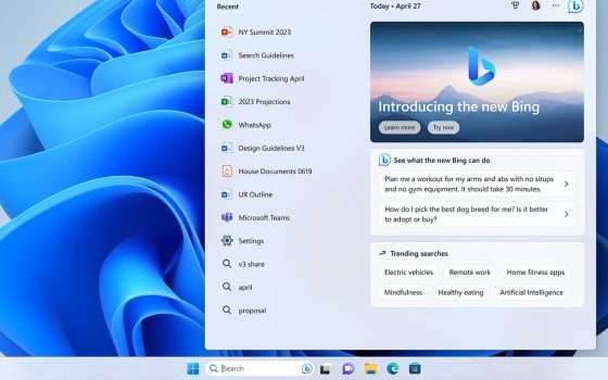 Windows 11: Bing Chat non è integrato nella taskbar