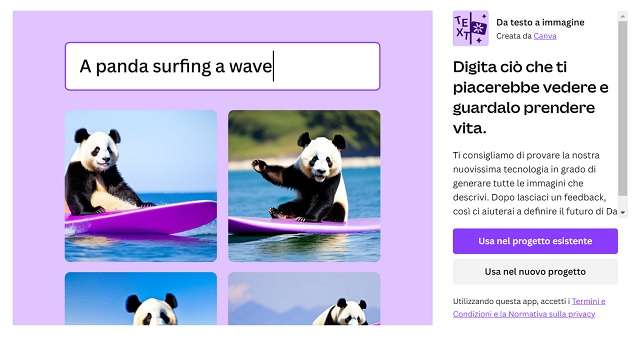 canva ai image generator progetto