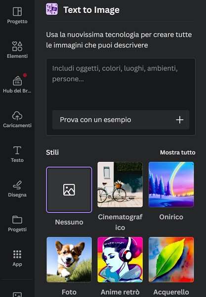 Canva Text to Image stili