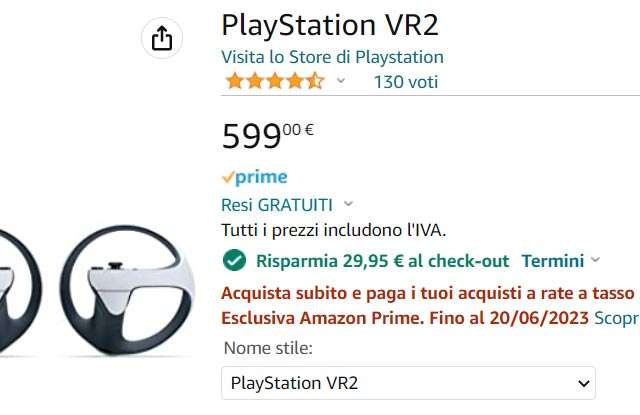 Lo sconto Amazon sul visore PlayStation VR2