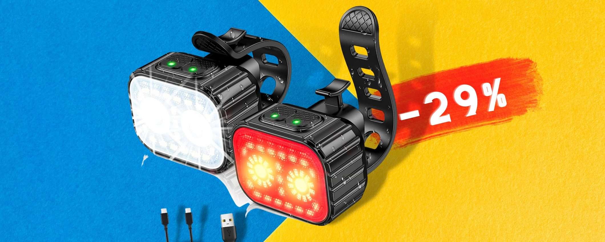 Mai più strada la buio, dota la tua bici di MAGNIFICHE luci, solo 19€