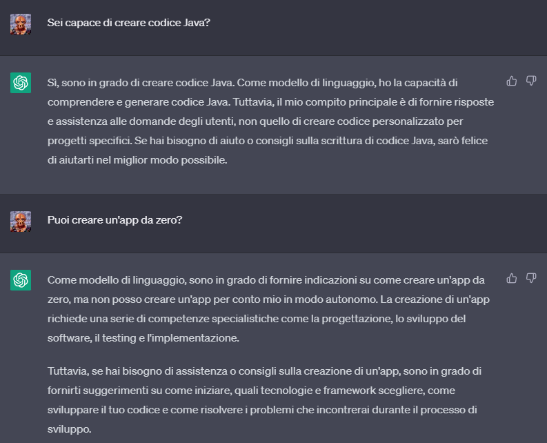 ChatGPT programmazione app