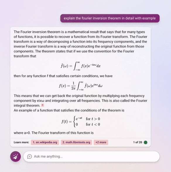 Formule con LaTeX in Bing Chat