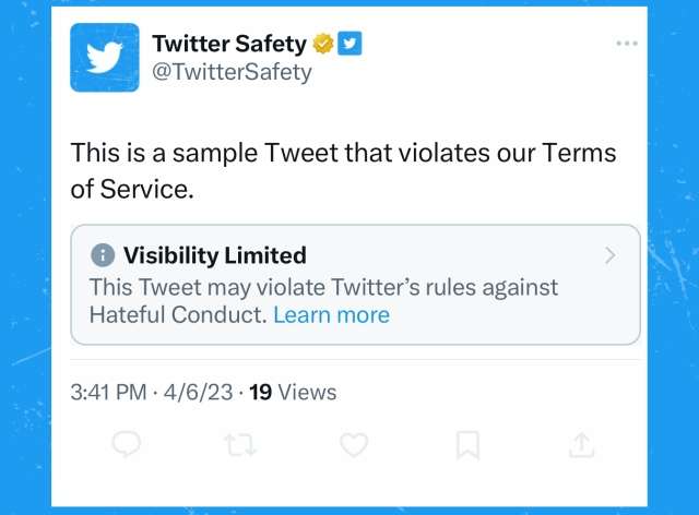 Twitter - etichetta visibilità limitata