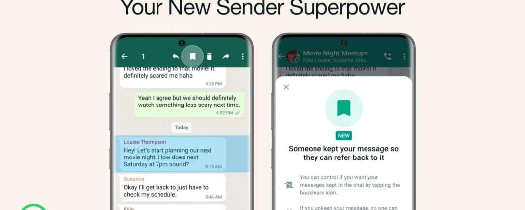 WhatsApp: da oggi i messaggi effimeri possono essere salvati