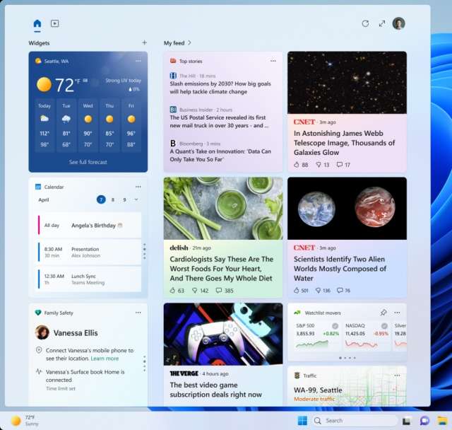 Windows 11 widget board