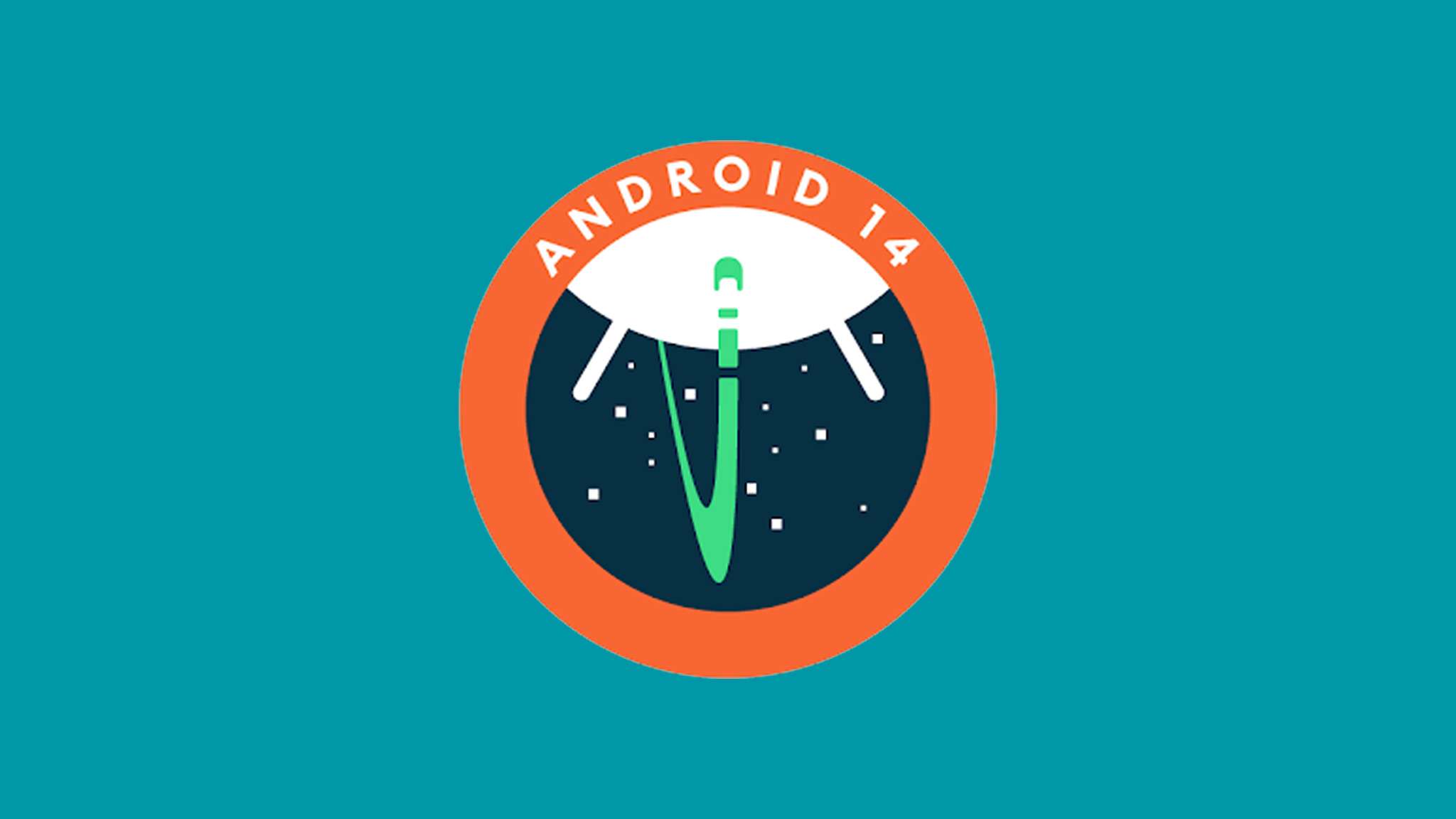 Android 14 logo space upside down