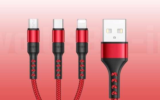 Forte sconto su cavo 3-in-1: USB-C, Lightning e micro-USB