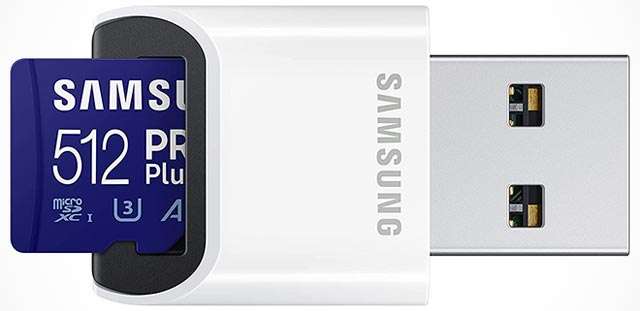 La scheda microSD da 512 GB della gamma Samsung Pro Plus