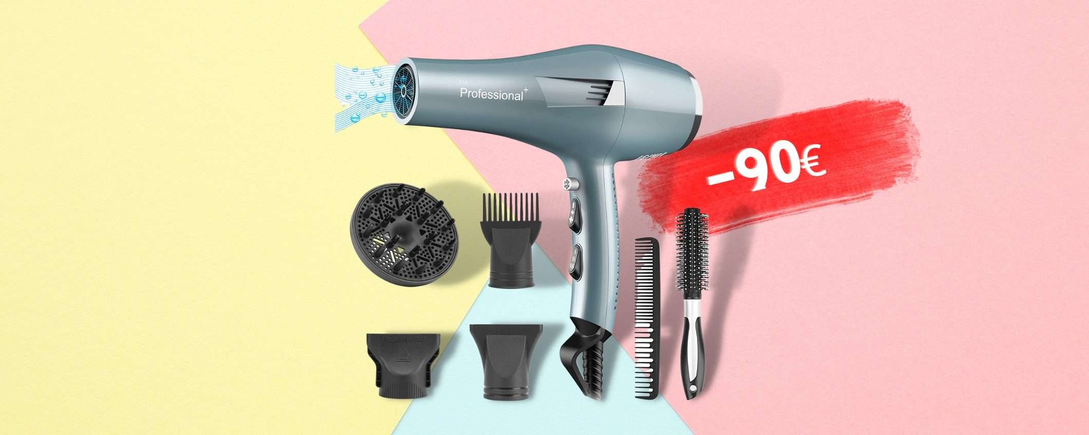 Asciugacapelli 2500W professionale, con IONI hai i capelli al TOP