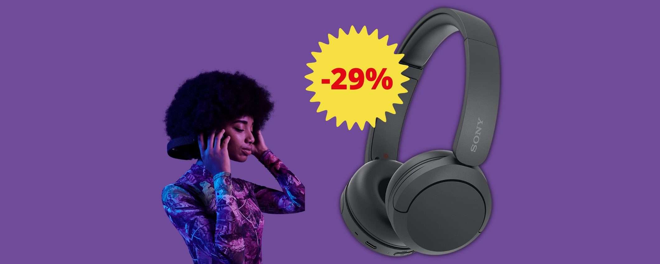 Con queste cuffie wireless Sony in offerta ascolti musica fino a 50 ore