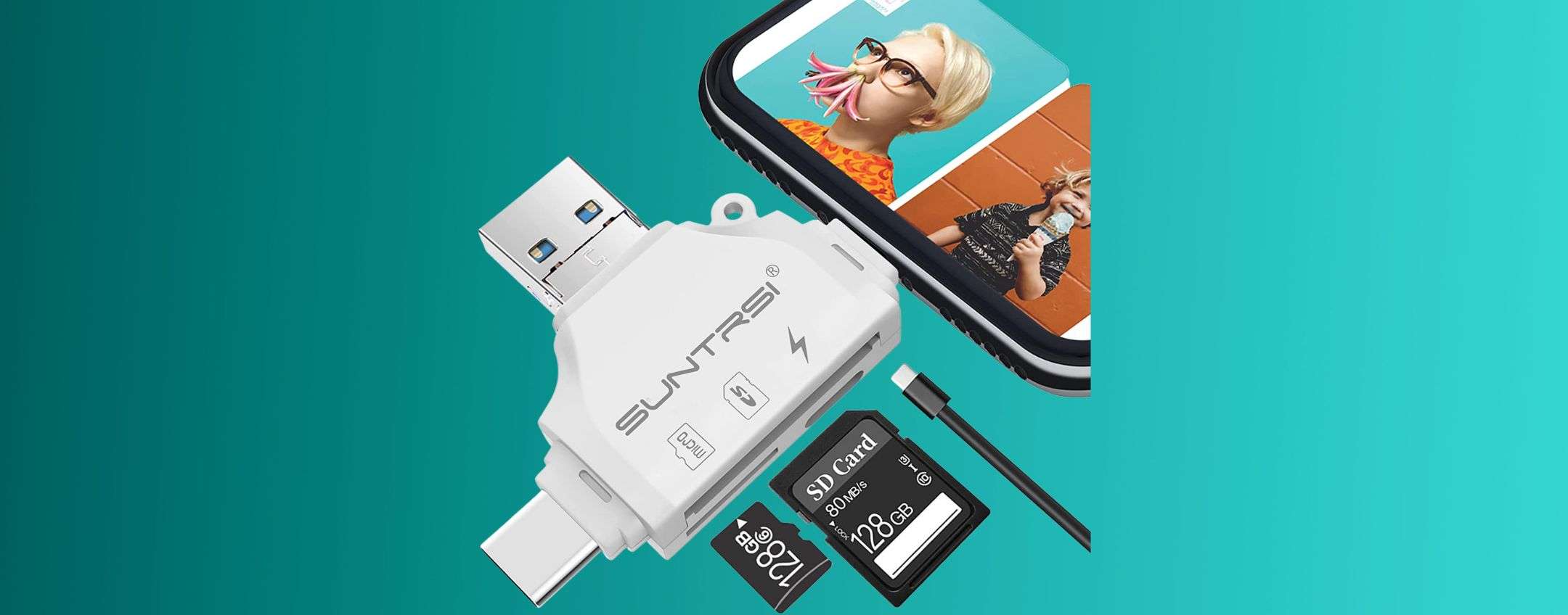 DriverGenius HubStation Lettore Di Schede 4-in-1 USB-C SD 3.0 Con Hub USB 3.0 A 2 Porte – Alluminio, U3CR05